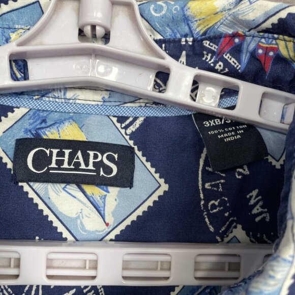 Chaps Ralph Lauren Button Down Shirt Mens 3XBIG Blue Postage Sail Boat Nautical - Picture 6 of 9